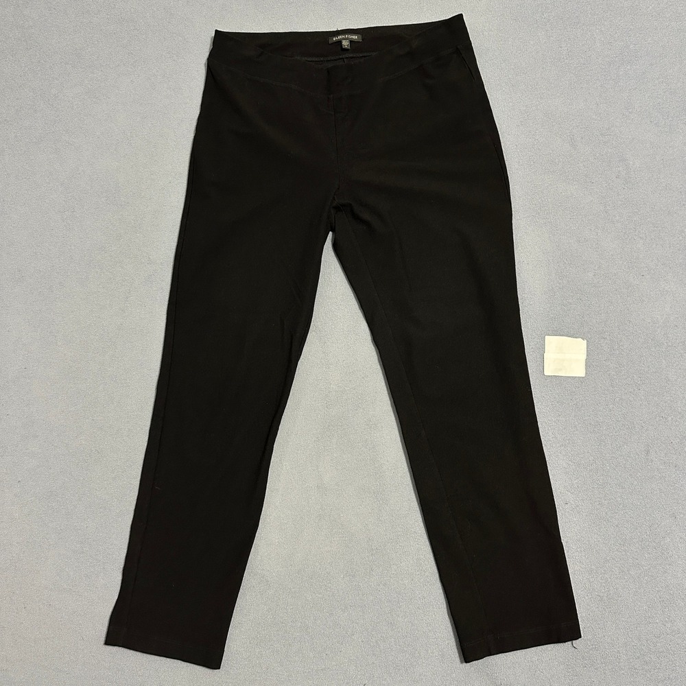 Eileen Fisher‎ Viscose Stretch Slim Ankle Pants Dark Wash Black Womens Size S